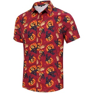 BLUEMING Mens Button Down Shirts Short Sleeve Halloween Graphic Tops Casual Shirt Palm Beach Shirts - 1 of 4