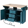 Rolling Kitchen Island On Wheels With Power Outlet And 3 Drawers,Kitchen Cart With 2 Drop Leaf,Spice And Towel Rack -Maison Boucle - 4 of 4