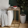 JIONJOY C-Shaped Sofa Table with Woven Metal Top - Farmhouse End Table for Living Room - 3 of 4