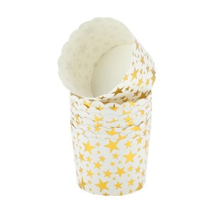 Unique Bargains Disposable Baking Cups Wood Pulp Paper PE Coating Gold Tone White 2.76"x2.17" 50 Pcs - 1 of 4