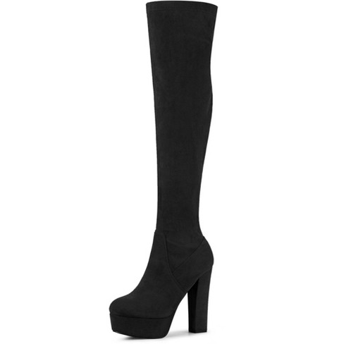 Perphy Women's Platform Chunky Heel Round Toe Over The Knee Thigh High ...