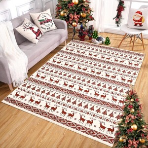 Christmas Area Rug 2x3 Washable Snowflake Carpet Non Slip Holiday Decorative - 1 of 4