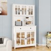 VYNXARIA 71" Pantry Storage Cabinet with 3 Adjustable Shelves, 5 glass Doors and 1 Large Drawer,White - 3 of 4