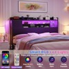 Aheaplus Storage Headboard with Led Lights & Charging Station - 3 of 4