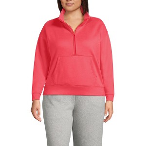Lands' End Women's Serious Sweats Relaxed Long Sleeve Half Zip Sweatshirt - 1 of 3