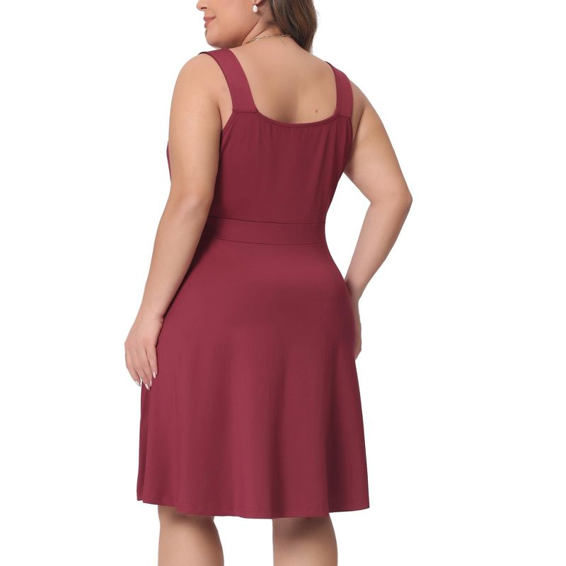 Agnes Orinda Women's Plus Size Sleeveless Sweetheart Neck Cocktail Bridesmaid Party A Line Dress, 4 of 6