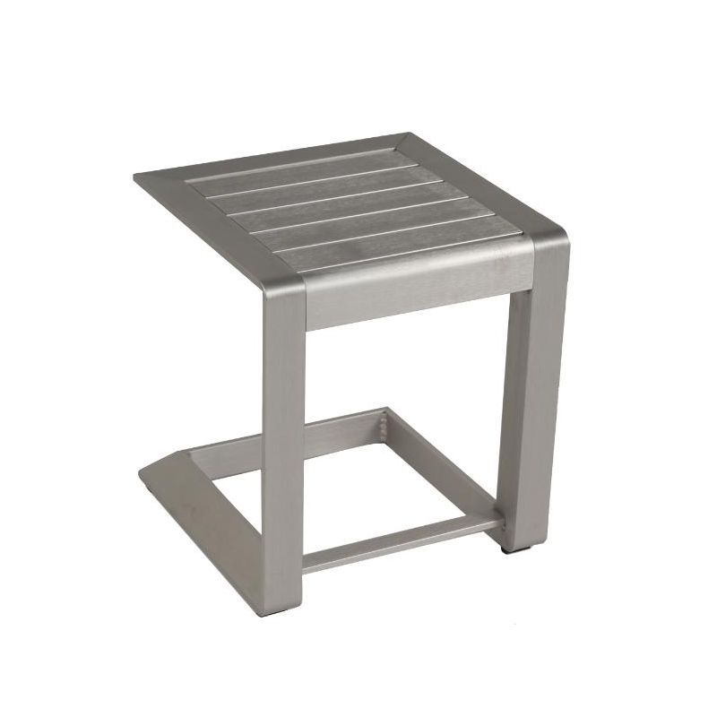 15.7"W Aluminum Patio Coffee Table, Outdoor End table 4A, Silver -ModernLuxe, 2 of 5