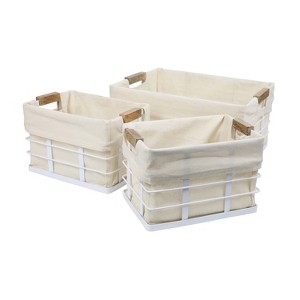 happimess Callan Vintage Industrial Handmade Wire Metal Nesting Storage Baskets with Wood Handles and Fabric Liner - 1 of 4
