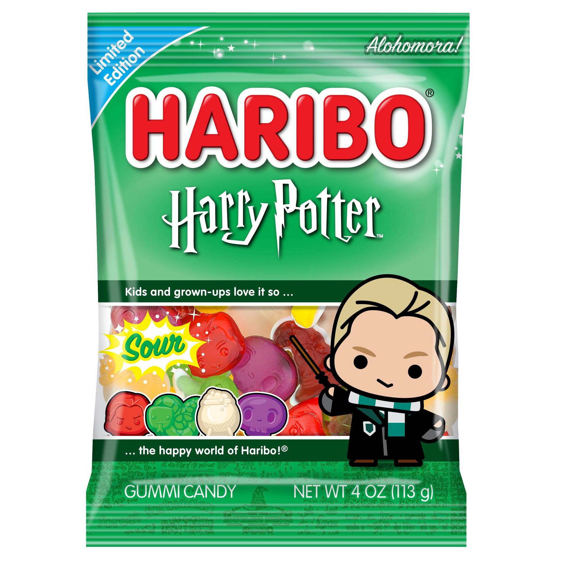 HARIBO Harry Potter Halloween Sour Malfoy Chewy Gummy Candy - 4oz