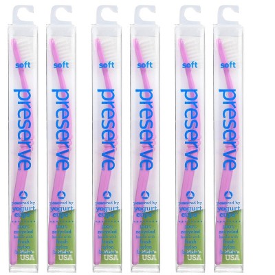 Preserve Soft Bristle Toothbrush Pink Travel Case - 6 ct