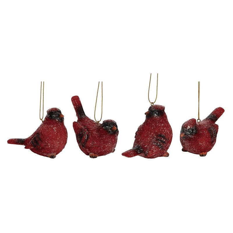 Transpac Resin 3.25 in. Red Christmas Glitter Cardinal Ornament Set of 4, 1 of 2