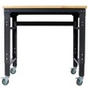 Steel Workbench with Rubber Wood Top and Adjustable Height and Rolling Wheels - 4 of 4