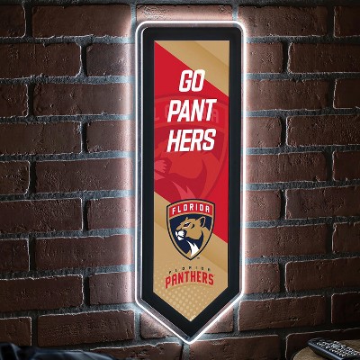 Evergreen Ultra-Thin Glazelight LED Wall Decor, Pennant, Florida Panthers- 9 x 23 Inches Made In USA