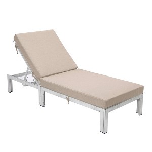 LeisureMod Marlin Patio Sling Chaise Lounge Chair With Arms in Grey Aluminum - 1 of 4