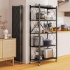 SKONYON 5-Tier Foldable Metal Shelving Unit with Wheels - Black - 2 of 4