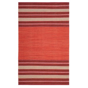 Red/Ivory Stripe Woven Area Rug 5