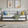 Twin Daybed with Trundle, Metal Day Bed, Sofa Bed Frame with Arched Headboard, Steel Slat Support, Sofa Day Bed for Living Room, Bedroom, Guest room - 3 of 4