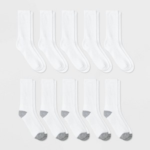 Boys' 10pk Athletic Crew Socks - Cat & Jack™ White - 1 of 2