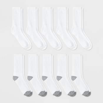 Boys' 10pk Athletic Crew Socks - Cat & Jack™ White