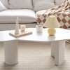 Munora 47" Japandi Funky Wood Coffee Table - Abstract Cloud Shaped in White, MDF Tabletop with Double Pedestal - 3 of 4