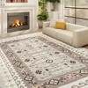 HOMCOM Machine Washable Area Rug 4x6, Non-Slip Boho Flannel Print Floor Cover Foldable Carpet for Living Room, Bedroom, Dining Room, Brown - 2 of 4