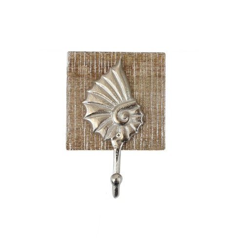 Beachcombers 7" WOOD/METAL SEASHELL WALL HOOK - image 1 of 2