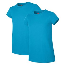Hanes Essentials Girls' Cotton T-Shirt, 2-Pack - 1 of 4