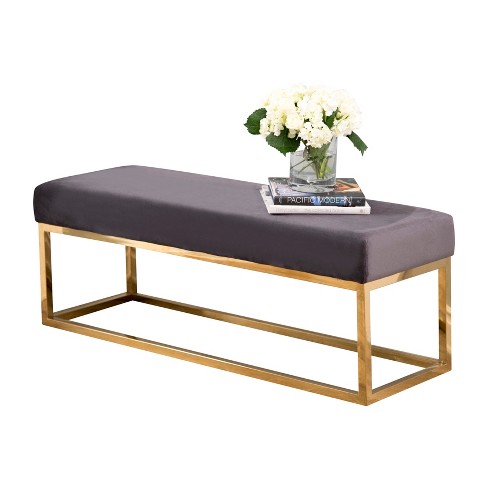 Chloe Velvet Bench Gray Abbyson Living Target