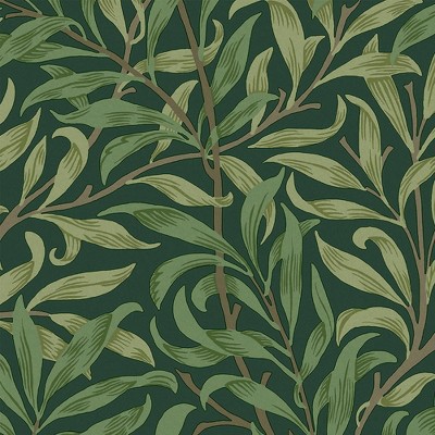 William Morris Deep Green Willow Bough Vinyl Wallpaper