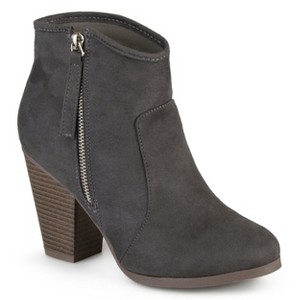 Journee Collection Womens Link Outside Zip Stacked Heel Booties - 1 of 4