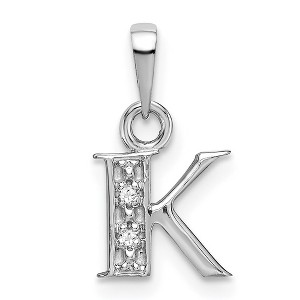 Black Bow Jewelry The Chloe Mini Diamond Accent Initial K Pendant in 14k White Gold - 1 of 4
