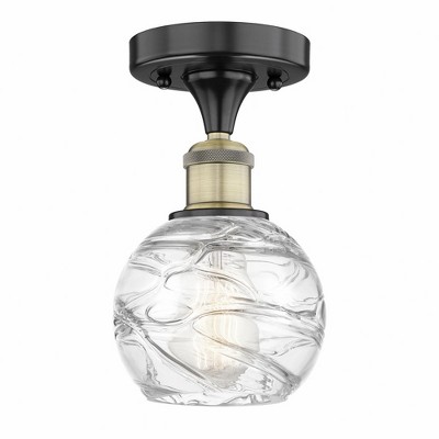 Athens Deco Swirl - 1 Light Semi-Flush Mount In Industrial Style-8.25 Inches Tall and 5.88 Inches Wide