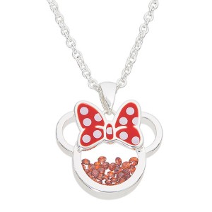 Disney Minnie Mouse Womens Silver Plated Birthstone Shaker Necklace, 18+2" - 1 of 4