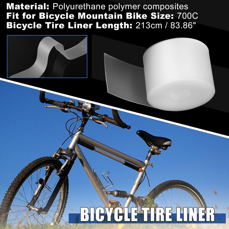 Unique Bargains 700C Bicycle Tire Liner 83.86'' White 2 Pcs, 2 of 7