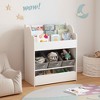 MAYEERTY Bookshelf with Storage Bins and Drawer, Multifunctional Wooden Book Organizer for Toddles for Living Room White - 3 of 4