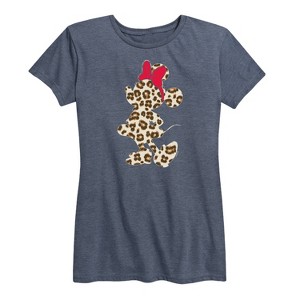 Women's - Disney - Minnie Mouse Leopard Print Silhouette Short Sleeve Graphic T-Shirt - 1 of 4