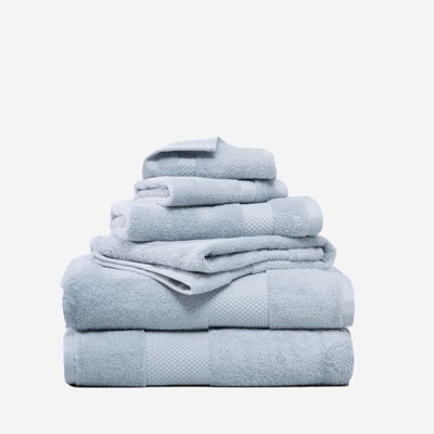 Farm to Home Organic Cotton Towel Set of 6, GOTS & Oeko-TEX Certified, 2 Bath Towels, 2 Hand Towels & 2 Washcloths - Stone