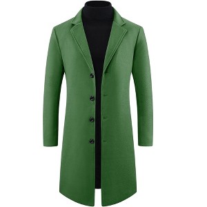 Lars Amadeus Men's Single Breasted Notch Lapel Formal Winter Long Overcoat - 1 of 4