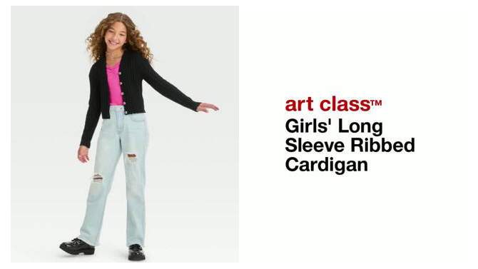 Girls' Long Sleeve Ribbed Cardigan - art class™, 2 of 5, play video