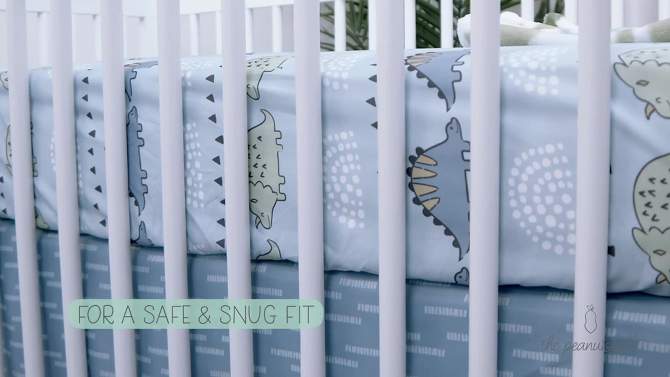 The Peanutshell Dino Baby Crib Bedding Set, Gray/Green - 3pc, 2 of 6, play video
