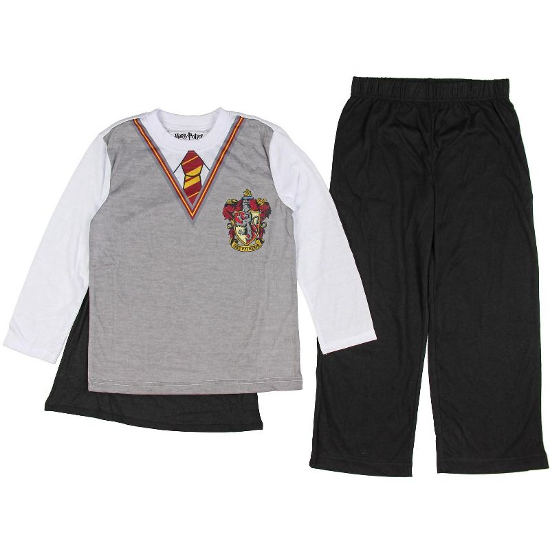 Intimo Harry Potter Big Boys Gryffindor Uniform With Cape 3 Piece Pajama Set Multicolor, 2 of 7