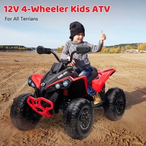 Kids Ride On Electric ATV, 12V Ride On Toy, Toddler Battery Powered 4-Wheeler Quad ATV Car with 2x35W Motors, High Low Speeds, LED Lights, Music - 1 of 4
