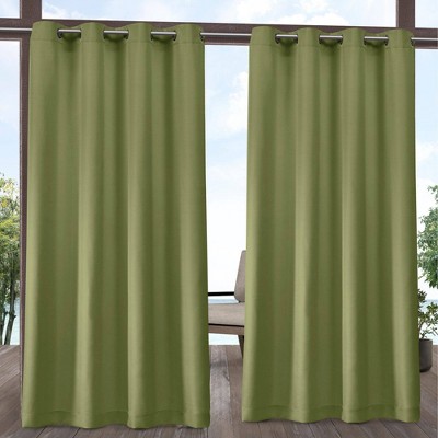 Set of 2 120"x54" Solid Cabana Grommet Top Light Filtering Curtain Panels Green - Exclusive Home