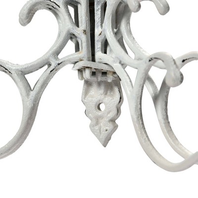Antique White Cast Iron Multi Hook Wall Hanger with Swivel Hooks