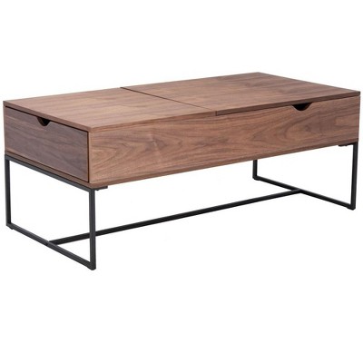 Nolen Lift Top Coffee Table - Walnut/Black - Safavieh
