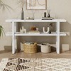 Narrow Console Table with Marble-Effect Top, Retro Entryway Table with Open Shelf for Living Room, Hallway, and Entryway - 2 of 4