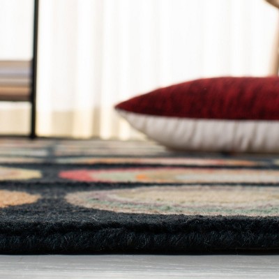 Soho 2' x 3' Black and Multicolor Wool Round Tufted Rug