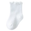 MyKids-USA Baby Kids Girls Solid Color Comfortable Ruffle Fringe Crew Socks - 3 of 4