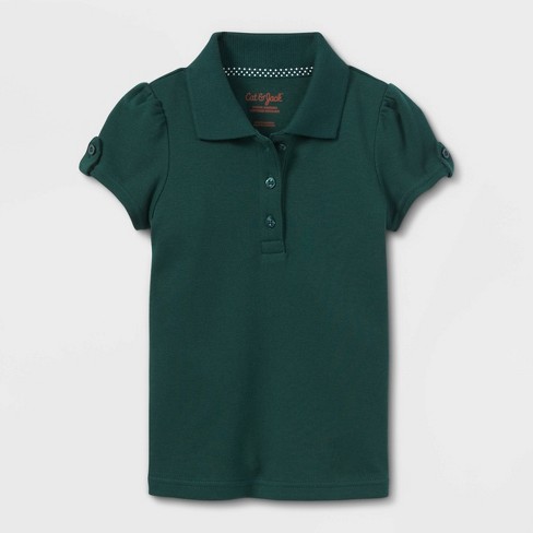 Toddler Girls Short Sleeve Interlock Uniform Polo Shirt Cat Jack Dark Green 3t Target