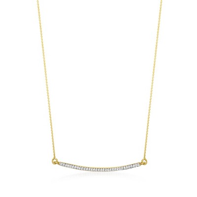 Pure Collection by Ross-Simons 0.10 ct. t.w. Diamond Curved Bar Necklace in 14kt Yellow Gold